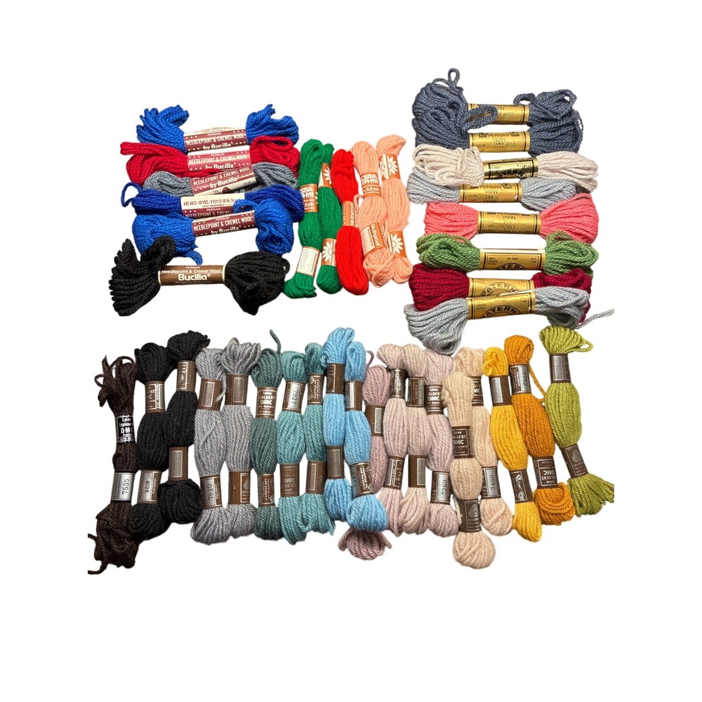 Tapestry Yarn lot of 38 skeins vintage wool embroidery cross-stitch needlepoint